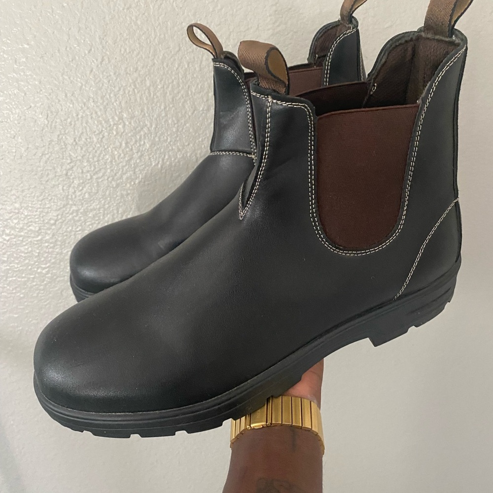 Black and Brown Chelsea Boots